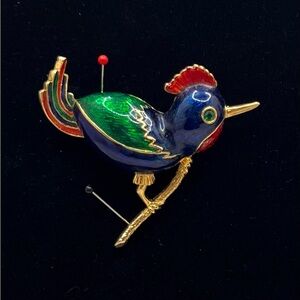 Vintage Colorful Bird Brooch